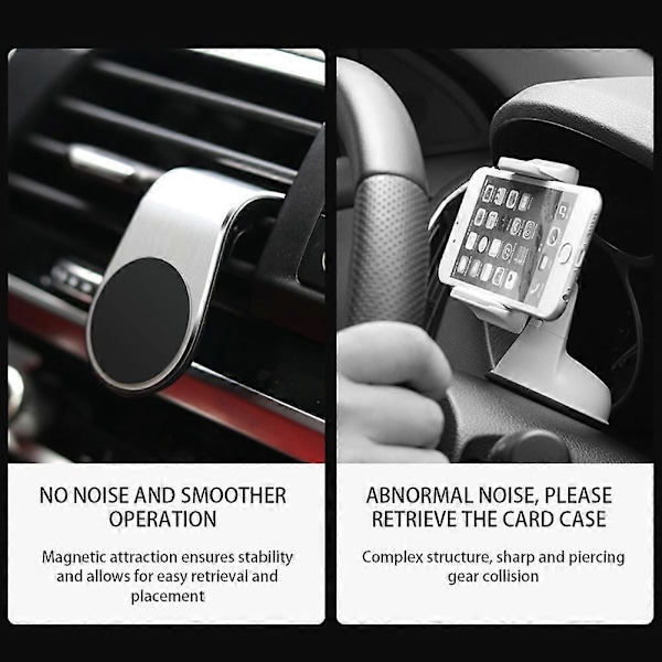 Magnetisk mobiltelefonholder til navigation, mobiltelefonholder til bil med luftventil, håndfri mobiltelefonholder med klips Black