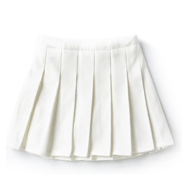 Bebetter Tyttöjen Korkeavyötäröinen Pliseerattu Vetoketjullinen Tennis-Tyylisen Minihame Valkoinen White 150cm 11-12 Years