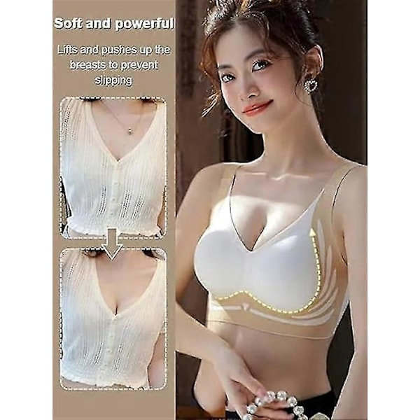 Super Gather BH, Trådlös Push-Up BH Lyftande Anti-Häng Trådlös Push Up BH, Lyft BH Damunderkläder Vardags Sport-BH - YuJia 1pcs Black M