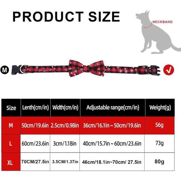 Halsband - Ej specificerat - Snöflinga - Röd - Storlek M - 2.5x36~50cm