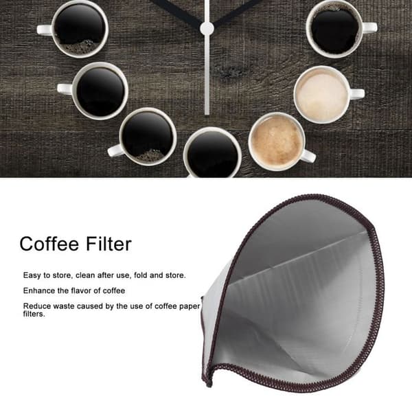 Kaffefilter i rustfritt stål, gjenbrukbart sammenleggbart kaffetraktfilter, 2-4 kopper