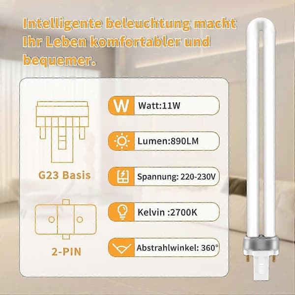 G23 2-stift 11W CFL Varmvit 2700K 890LM Förpackning