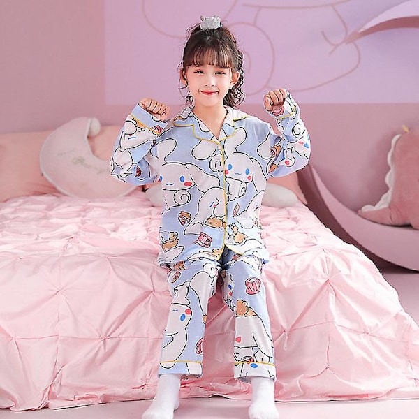 Sanrio Anime Cinnamoroll Kuromi Lasten Pyjamasetti Piirretty Kawaii Poika Tyttö Univaatteet Lapset Kotiasu Lämpöalusasut NM-7SSDW NM-7SSDW 16