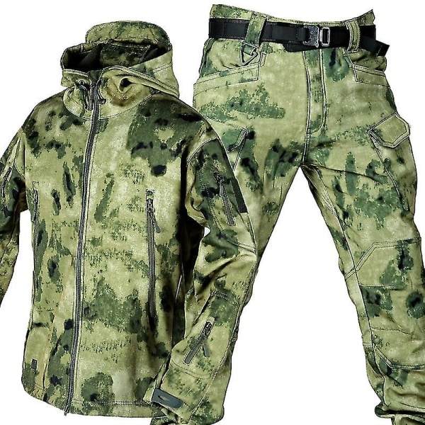 Hösten och vintern Soft Shell Hajskinn varm kostym män och kvinnor med samma utomhuskläder Special Forces kamouflage träningskläder green1 XL