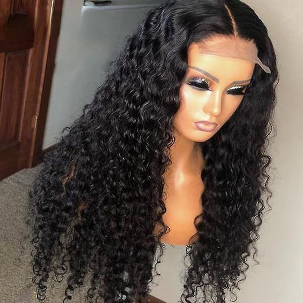 Deep Wave Closure Peruk Äkta Hår Spets Frontal Peruker 13x6 Spets Front Peruk Förplockad Blekt Knutar Peruker 13x4 Deep