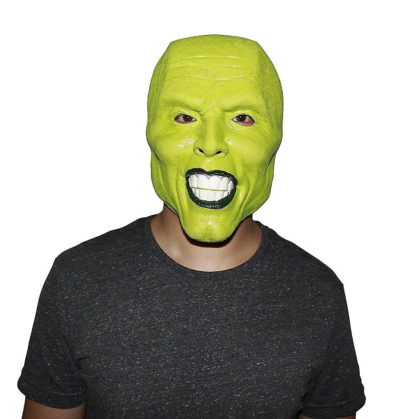 Grön latexmask Jim Carrey Movie Fancy Dress Loki The Mask Halloween Accessoar