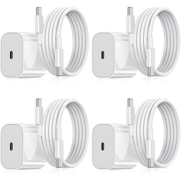 Lader for Samsung - Rask lader 20W USB-C - Adapter + Kabel 2m Hvit én størrelse 4-Pack Samsung