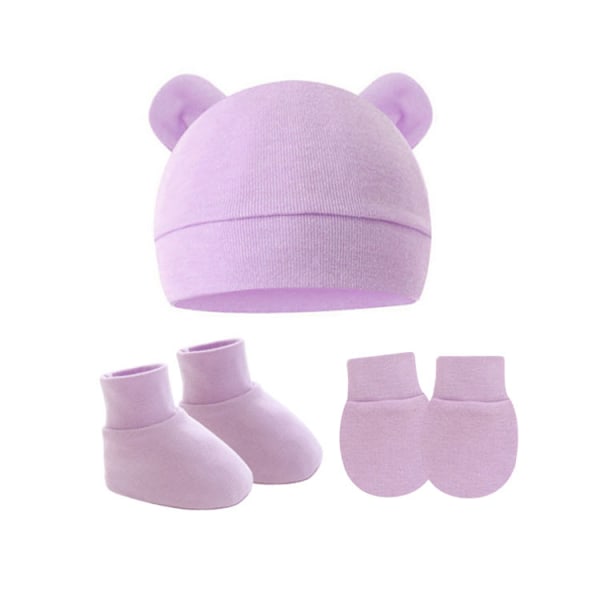 3pcs/set Newborn Baby Cotton Beanie Hats And Gloves Set Cute Bear Cotton Autumn Casual Stretchy Infant Warm Beanie Gloves Fashion