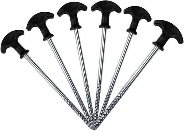 6 rustfrie campingplugger, skrubare campingplugger, teltplugger for hardt underlag og markiseplugger, for bivuakktelt, for