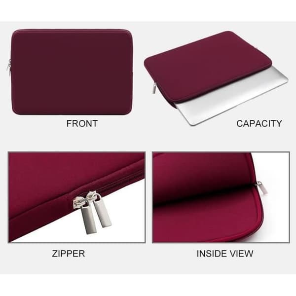 Bærbar computer sleeve - Uspecificeret - 14 tommer - Stødsikker - Forlomme - Rød polyester