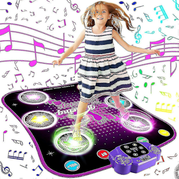 Dansmatte for barn kompatibel med 3 4 5 6 7 8 9 10+ år gamle med Bluetooth, musikkdansematte med lysende 6 piler, elektronisk danselekematte med 5