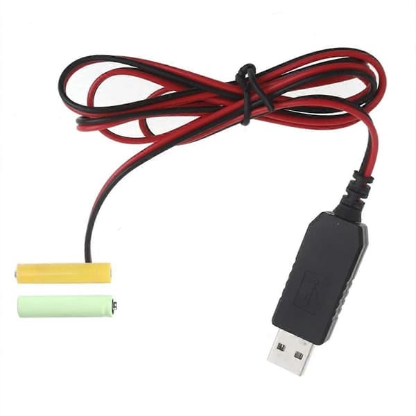 USB 5V til 3V LR03 AAA Dummy Batteri Eliminator Kabel 2m