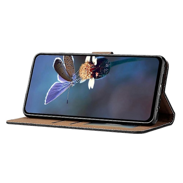 Til Samsung Galaxy M32 (global version) 4g Præget Telefon Cover Læder Wallet Flip Stand Cover Style A Samsung Galaxy M32 (Gl Black