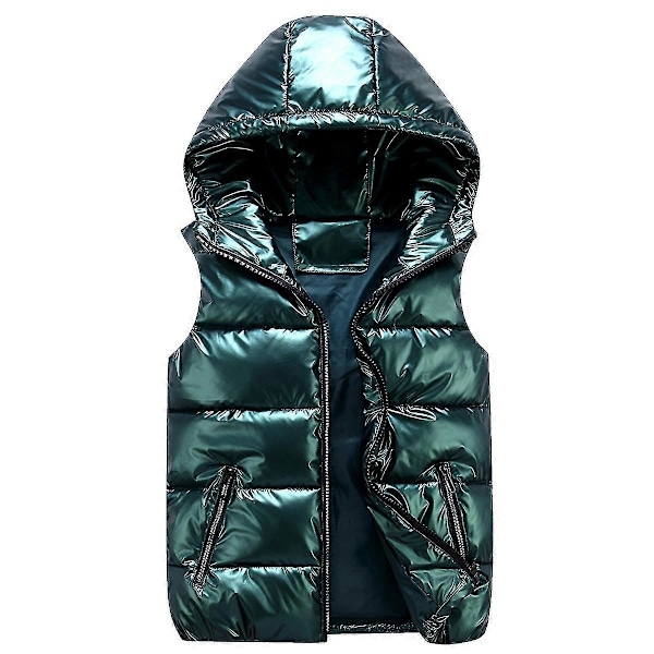 Unisex Kiiltävä Vedenpitävä Hihaton Takki Kevyt Toppaliivi Banmo Green L