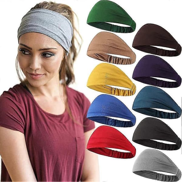 10 Stykker Bredt Hodebånd For Kvinner, Elastisk Mykt Hodebånd For Yoga Trening