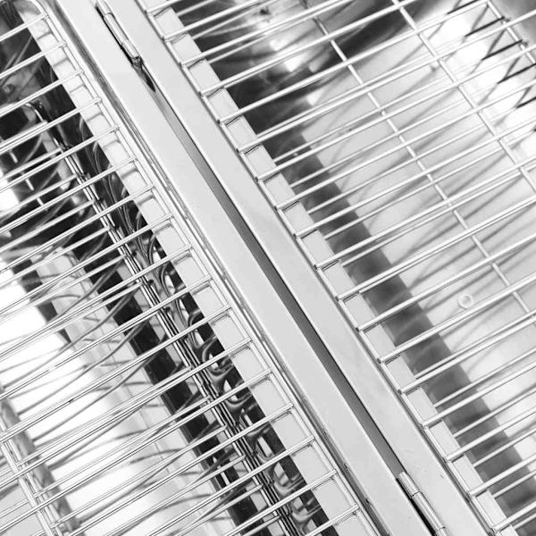 vidaXL Bærbar Kulgrill Dobbelt Rustfrit Stål Silver Silver