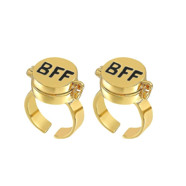 2 st Spongebob Bff-ringar till 2 bästa vänner Söta animeringar för tonårstjejer Matchande ringar justerbara estetiska smycken
