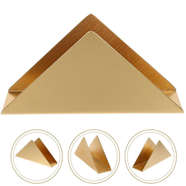 [KK]1 pc Triangular Napkin Holder Hotel Napkin Container Practical Storage Box (Golden)