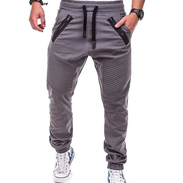 Herr Sweatpants med Elastisk Midja och Dragsko Gray 3XL