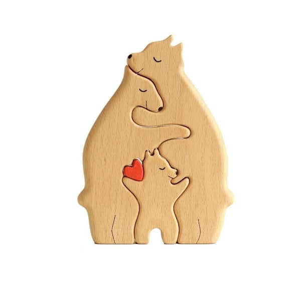 Wooden bear family statue Animal statue 3-PERSON FAMILY