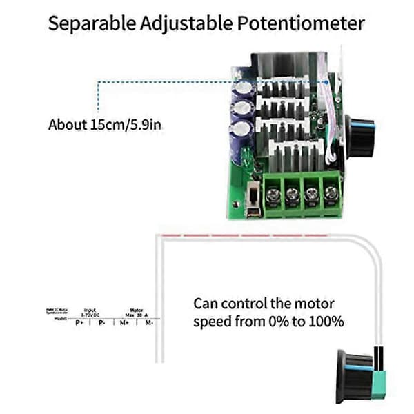 [KK] DC Motor Speed Controller PWM Regulator, 7-70V 30A Adjustable 12/24V