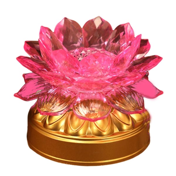 Färgglad Lotus-lampa Kreativ form Levande färg Batteridriven flimmerfri Realistiskt utseende Kompakt storlek Led Buddha Lotus-lampa Skrivbordsdekoration Pink