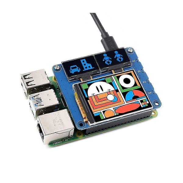 2-tommer LCD-skærm med 0,96-tommer OLED-displaymodul HAT-sæt til Raspberry Pi Zero 2 W 3 Model B 4 5 udvidelseskort As Shown
