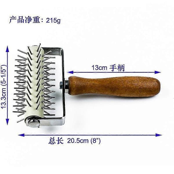 [KK] Baking Tool Stainless Steel Rolling Pin Pizza Biscuit Baking Tool Assorted Wooden Handle Pizza Puncher