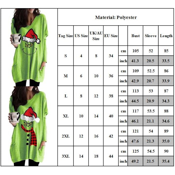 Grinch Jouluasu Naisten Neulepuserot Rennot Pitkähihaiset A A XL