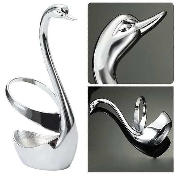 Svanefod Skeholder, Rustfrit Stål Ske- og Gafelsæt Stand Organizer til Middagsbord, Kaffe Bestikholder Silver