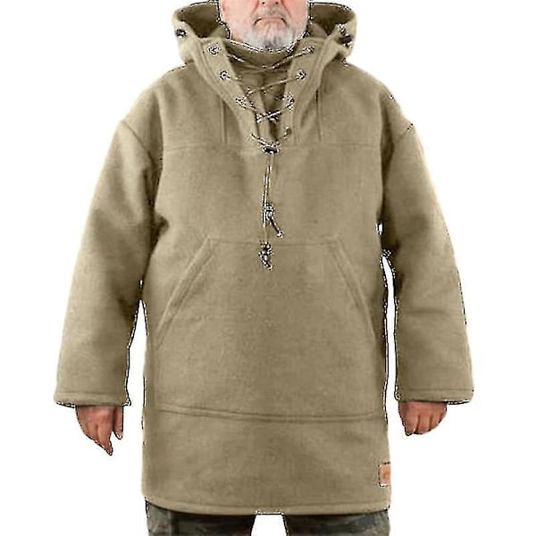 Vinter Fritidsjakke for Menn Hette Ull Tykk Frakk og Genser Apricot S
