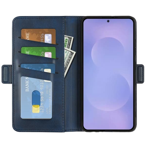 [KK]Samsung Galaxy S26 Case Genuine Leather Wallet Case - Blue