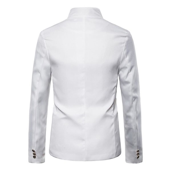 YOUTHUP Formell dress for men, dobbeltspent, ensfarget, dobbeltspent retro bryllupssceneantrekk White 3XL