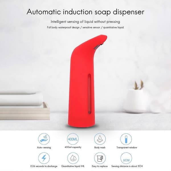 Automatisk 400ML Elektrisk Sæbedispenser med Sensor til Køkkener og Badeværelser 400ML Sæbedispenser Red