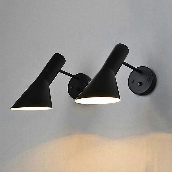 Nordisk Minimalistisk Aj Væglampe Soveværelse Stue Sengelampe Retro Sort Jern Gang Trappeopgang Væglampe Black