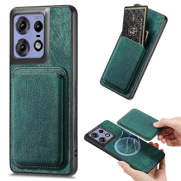 För Motorola Edge 50 Pro 5G Skal Läder+TPU Retro Telefonfodral med Avtagbar Kortplats - Multicolor Green