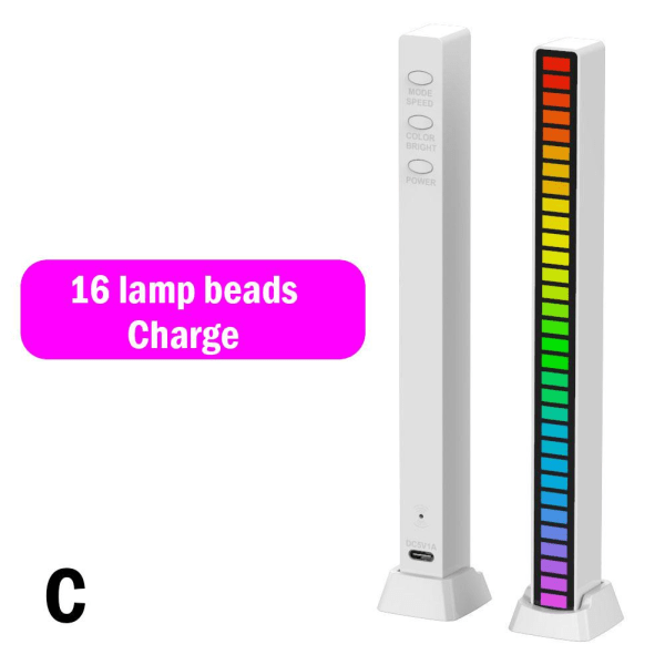 32 LED RGB-billampor för biljud med röststyrning och mikrofon white 16led Charge
