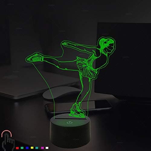 [KK]3D LED Figure Skating Night Light Powered Remote Control Tou
