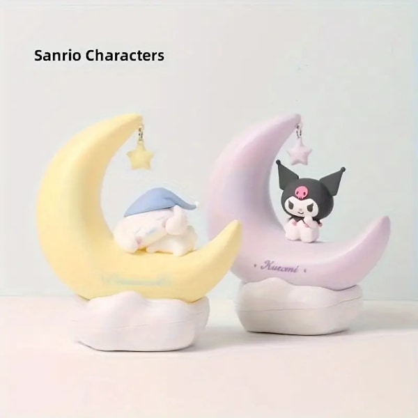 Sanrio Kuromi Cinnamonroll Måne LED Lys Kawaii 3D Tegneserie Ornament