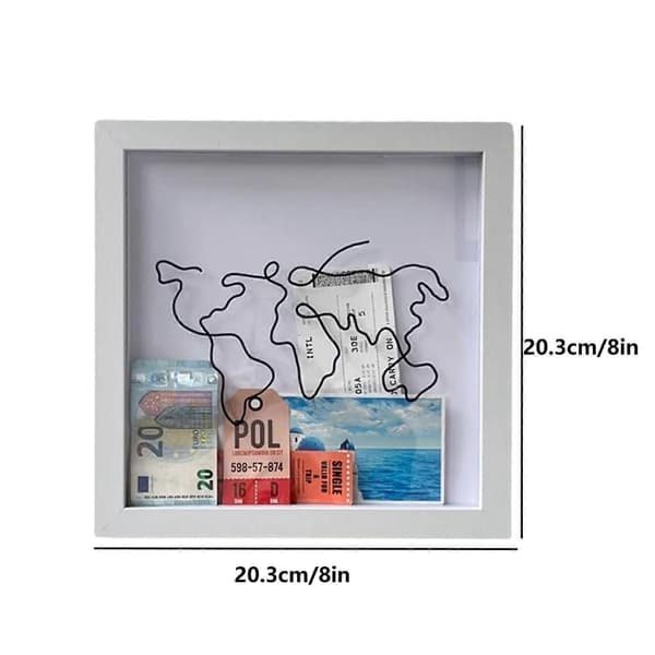 Eventyrarkivboks, Billet Shadow Box, Rejsesamlingsboks, Minder Gave White M