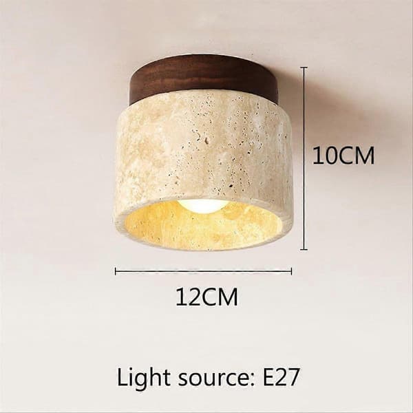Moderne gul travertin taklampe i tre E27 hvitt lys