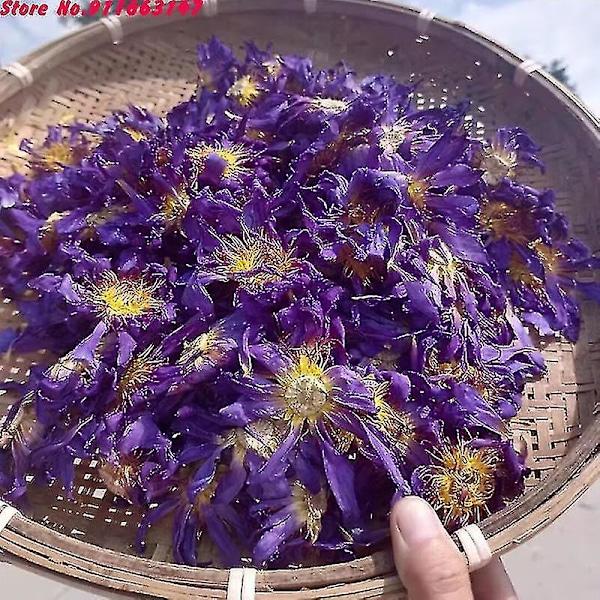 Top 5A Sininen Lootus Kuivatut Kukat Sateliini Tyynyn Täytteeksi Luonnollinen Nymphaea Irtotavara Kynttilän Häätuoksun Tyynyn Kotihajujen Valmistukseen 100g Blue Lotus