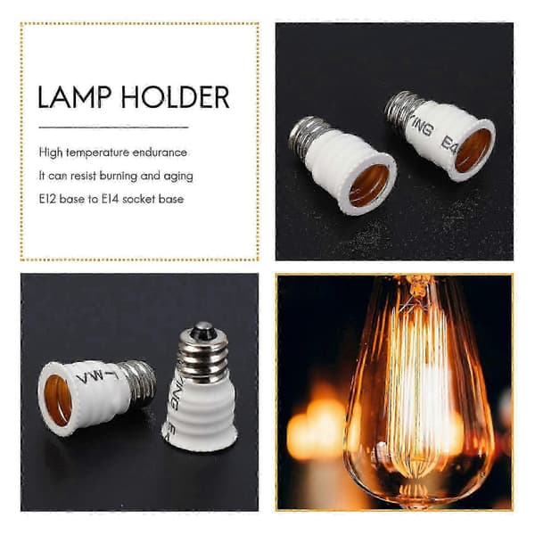 6x E12 til E14 Pære Hvit Omformer LED Lysholder Lampeadapter