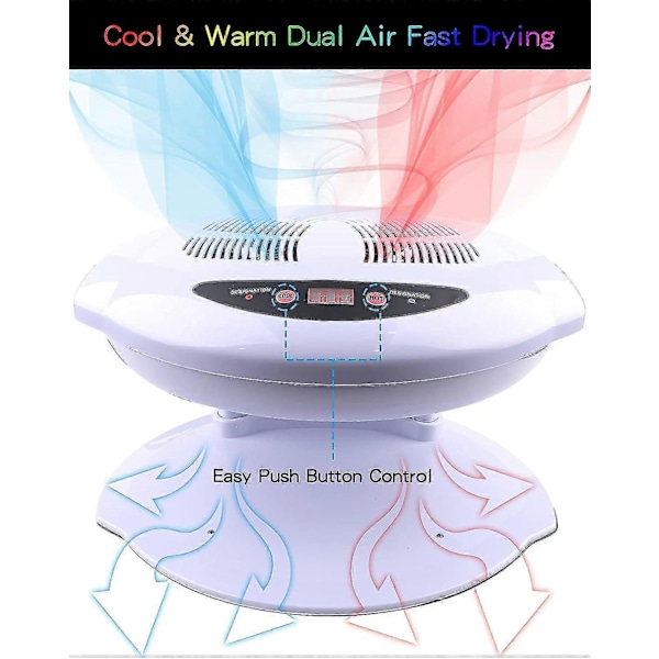 Luftnageltork, 400W Luftnagelfläkt Tork för Nagellack Intelligent Automatisk Sensor Varm & Kall Luft Nagellack Torkfläkt Manikyrverktyg EU Plug