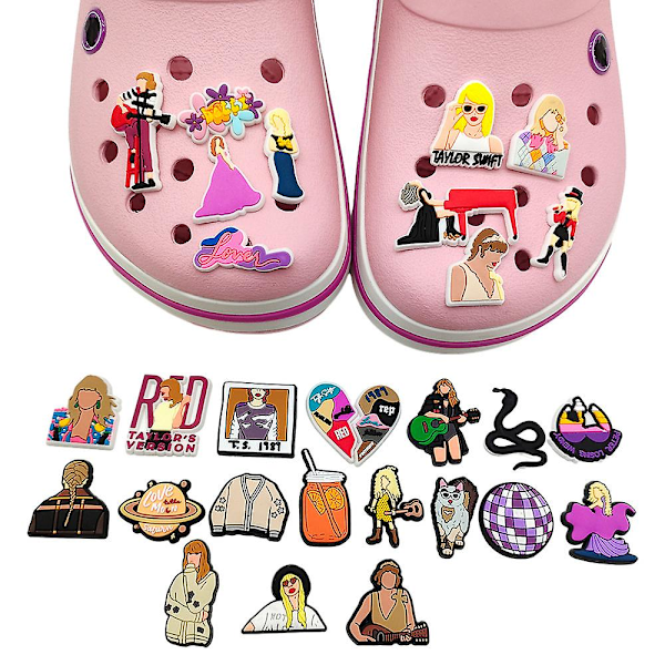 29 st Taylor Swift Singer Series Beach Party Skor Charms För Crocs Clog Sandaler Dekoration Sko Tillbehör Gåvor