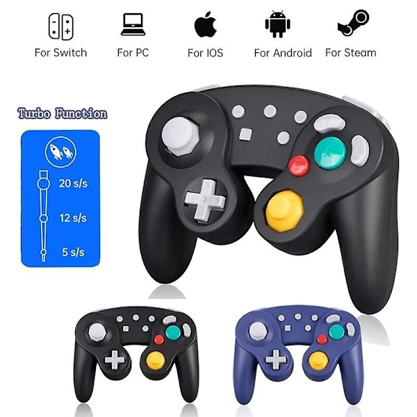 Bluetooth Gamepad Trådlös Gc Kontroller För Switch Gamecube Kompatibel Med Nintendo Switch/lite Kontroller För PC Joystick Blue