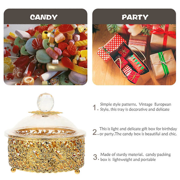 [KK] 【jia】Golden Candy Box Desktop Candy Storage Box Compatible with Storage 2pcs