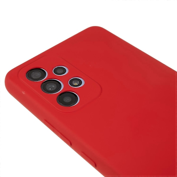 För Samsung Galaxy A13 4G Fiberfodrad TPU Mobilskal Gummibelagd Yta Stöttåligt Telefonskydd Multicolor Red