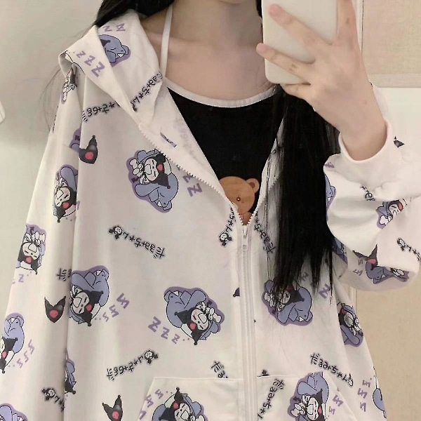 Kawaii Sanrio Tegneserie Kuromi Anime Yderbeklædning Skørt Tøj Blød Lynlås Trøje Anime Tilbehør Høj Kvalitet Pige Gave XL