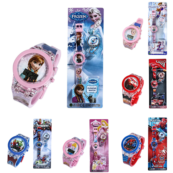 3D Glow Up Digitale Ure Spiderman Avengers Frozen Paw Patrol Anna